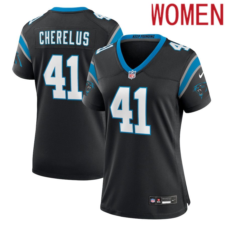 Women Carolina Panthers #41 Claudin Cherelus Nike Black Team Game NFL Jersey